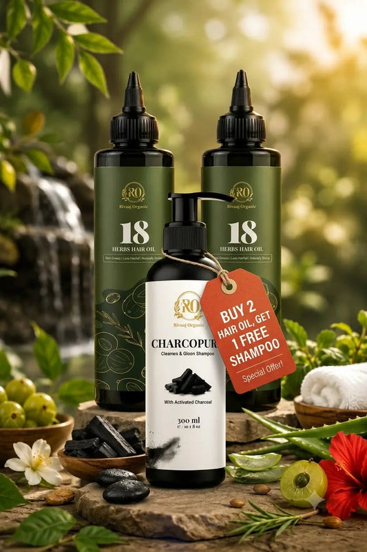 Buy 2  Bottel oil Get 1 Free Shampoo. Rivaaj Organic hair oil and shampoo. Rivaaj Organic