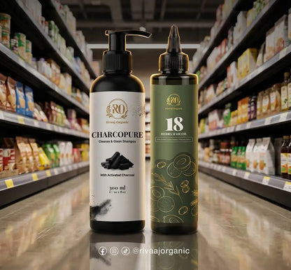Rivaaj Organic Hair Growth Combo – Powerful Herbal Oil & Deep Cleansing Charcoal Shampoo Rivaaj Organic
